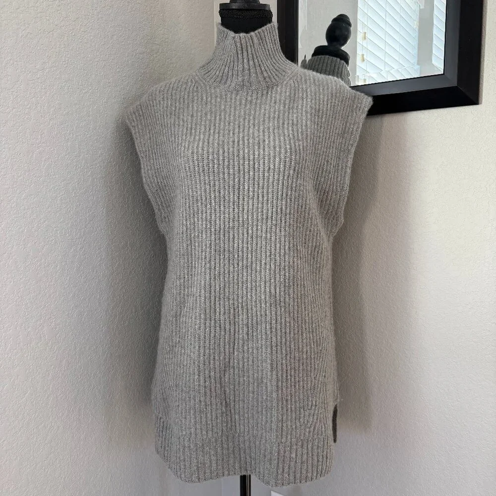 J CREW 100% Cashmere Sleeveless Turtleneck Tunic Gray XS/S